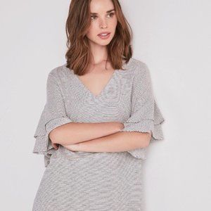 Lucky Brand Ruffle Sleeve Stripe Knit Mini Dress S